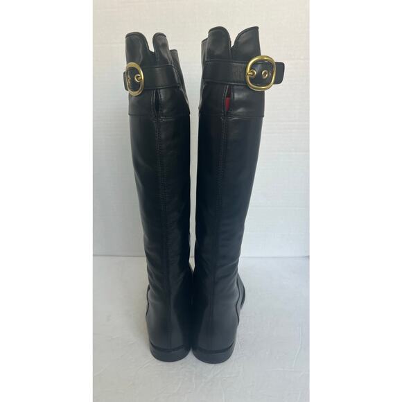 Coach Maely Soft Black Leather Knee High Riding  Gold Buckle Accent Boots Sz 8.5 - Picture 7 of 15